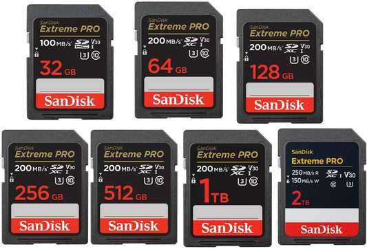 Sandisk SD Extreme Pro 200MB/s Flash Memory Card 32GB 64GB 128GB 256GB 512GB 1TB 2TB