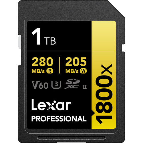 Lexar SDXC Professional 1800x UHS-II Flash Memory Card 64GB 128GB 256GB 512GB 1TB